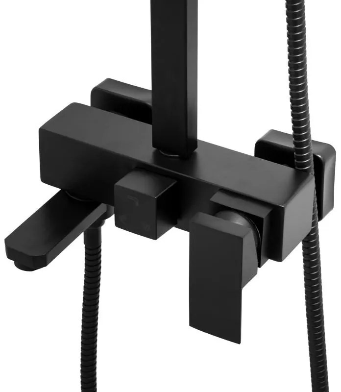 Sprchová súprava KABE s výtokom do vane - čierna matná - hlavica 30x30 cm