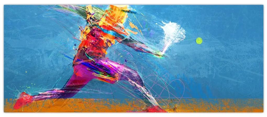Obraz - Maľovaný tenista (120x50 cm)