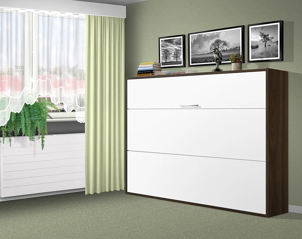 Nabytekmorava Sklápacia posteľ VS1056, 200x140cm farba lamina: Biela, Varianta dverí: lesklé