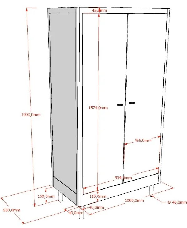 Detská šatníková skriňa z dubového dreva v prírodnej farbe 100x190x55 cm Forrest – Vipack