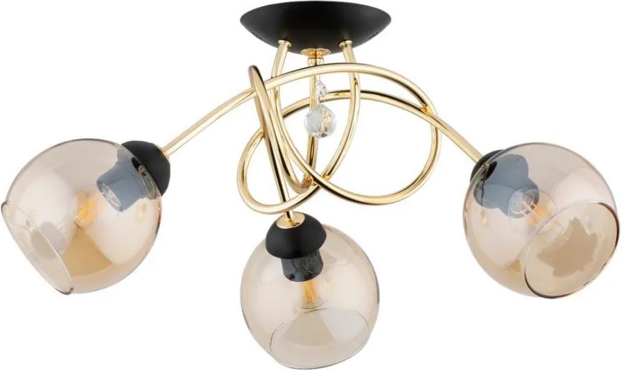 Prisadený luster MODENA 3xE27/60W/230V zlatá/čierna/béžová