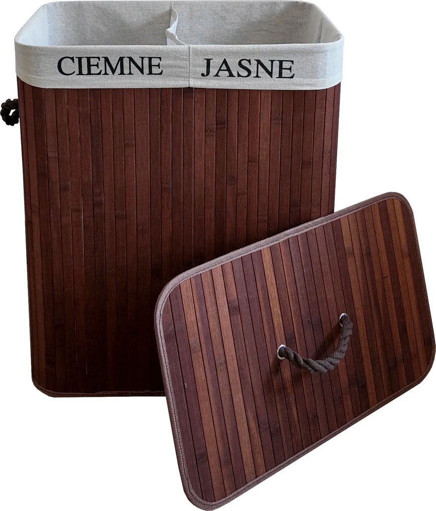 TRENDIE Bambusový kôš na prádlo 100l tmavohnedý + DARČEK