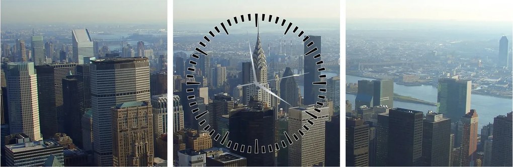 Obraz - Manhatten vo dne (s hodinami) (90x30 cm)