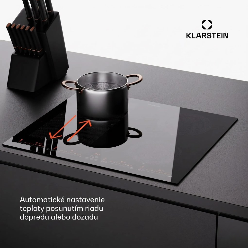 Klarstein Masterzone 60 Hybrid, indukčná varná doska, vstavaná, max. 9600 W, 4 Flex zóny, technológia ThermoBoost, Smart Flex