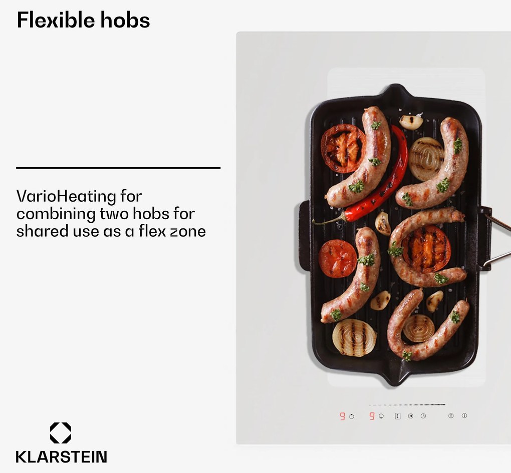 Klarstein Full House 90 Down Air System, indukčná varná doskA digestor, 477 m³/h, trieda energetickej účinnosti A
