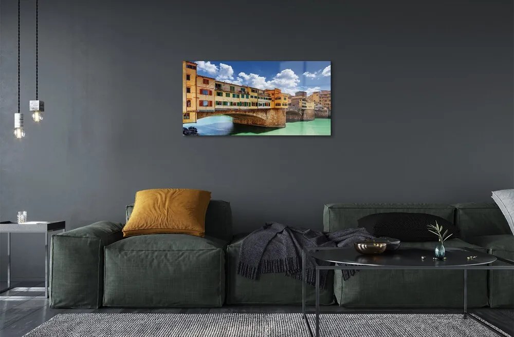 Sklenený obraz Italy River Mosty budovy 100x50 cm
