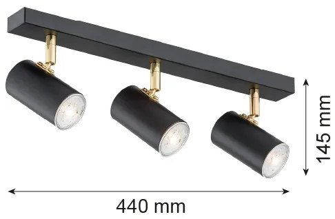 Argon 1476 - Bodové svietidlo LAGOS 3xGU10/5W/230V čierna/mosadz