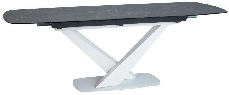 Signal Stôl CASSINO II keramický, grafit mramor/ biely mat 160(220)X90