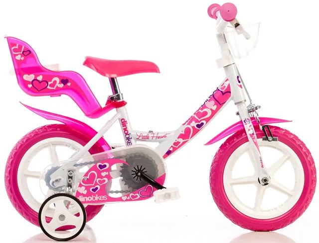Dino bikes Dino 124GLN biela+ružová potlač 12" 2015 detský bicykel