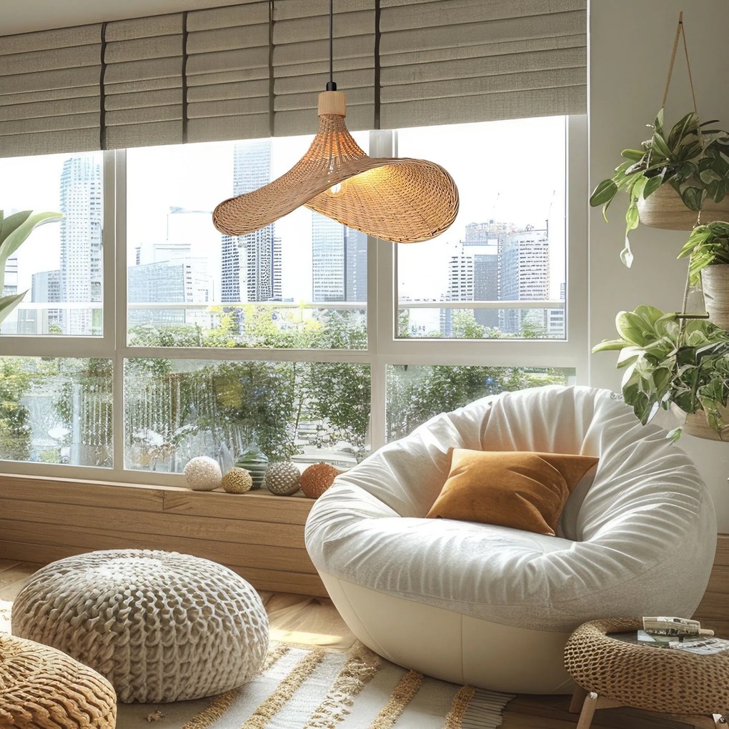 Toolight Toolight, bambusové závesné svietidlo 30cm 1xE27 APP1642-1CP, prírodná hnedá-čierna, OSW-05140