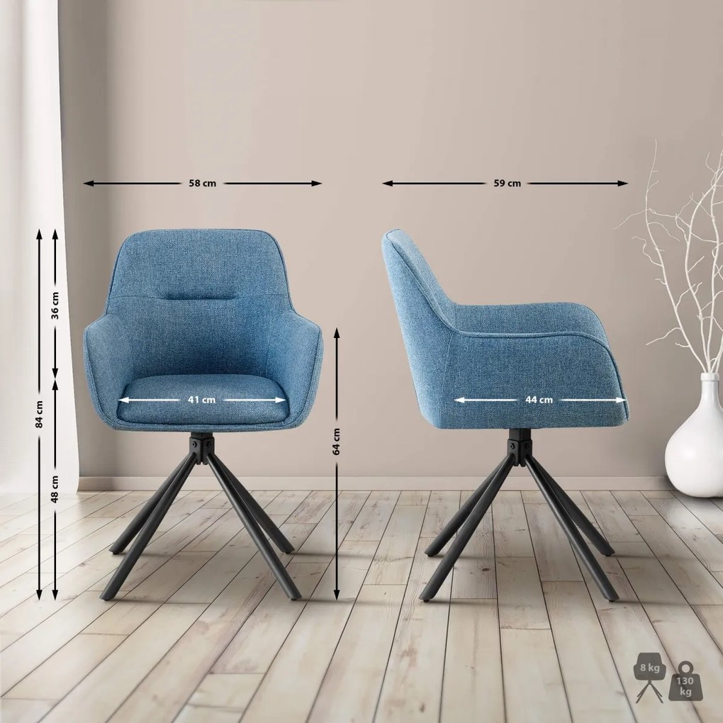 Stolička Tipton, látka - modrá