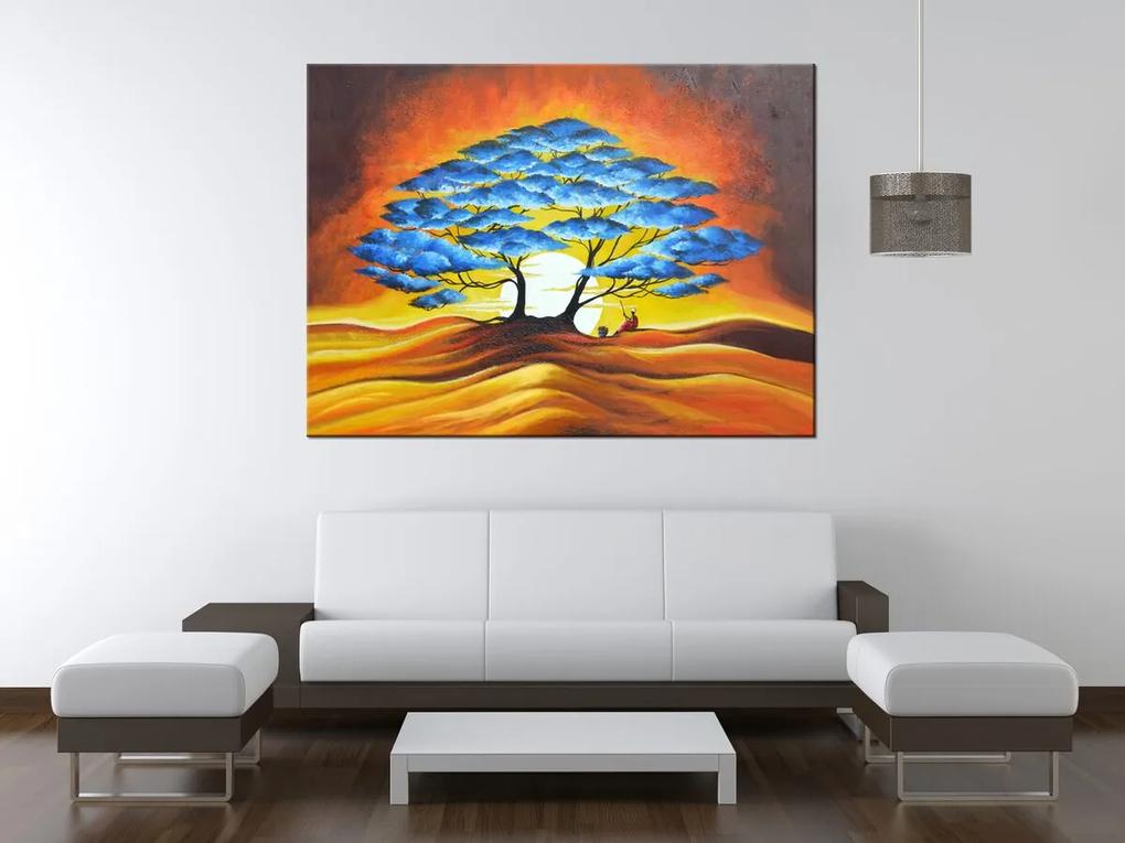 Gario Ručne maľovaný obraz Odpočinok pod modrým stromom Rozmery: 120 x 80 cm