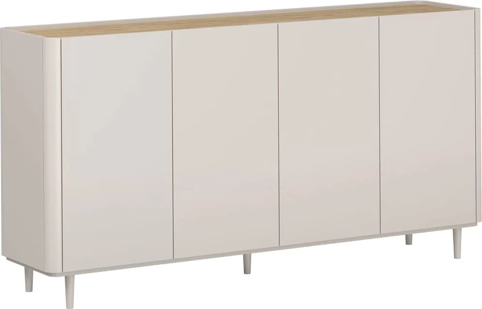 Komoda Elivo 200 cm štvordverová na nožičkách - kašmír / olejovaný dub
