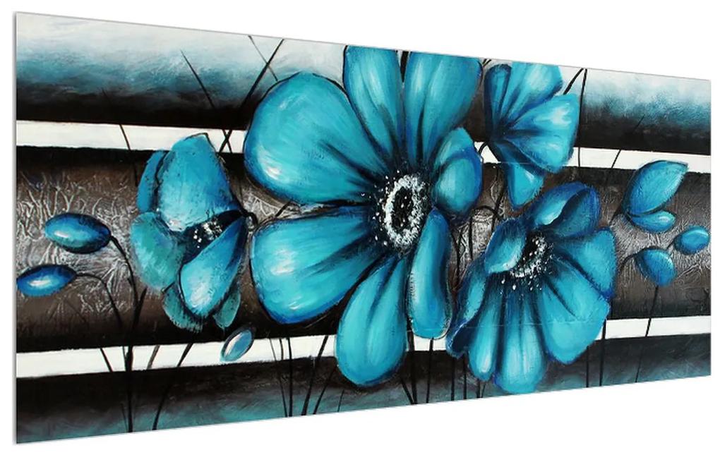 Obraz modrých kvetov (120x50 cm)