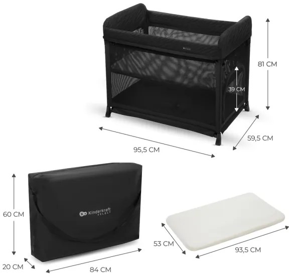 KINDERKRAFT SELECT - Cestovná postieľka MOON DREAM čierna
