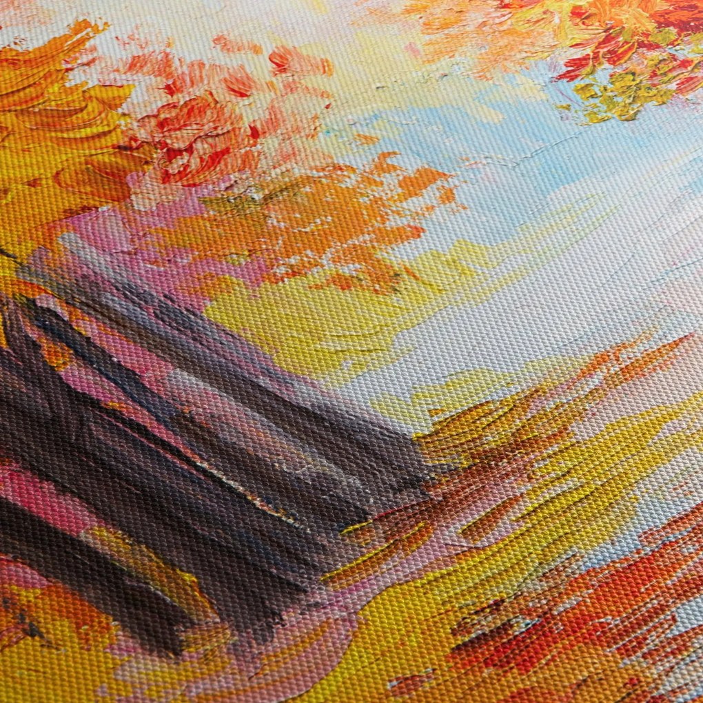 Obraz - Olejomaľba, farebná jeseň (70x50 cm)