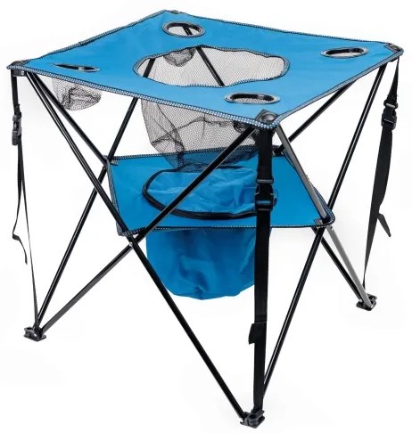 Skladací kempingový stôl + 2x stolička modrá