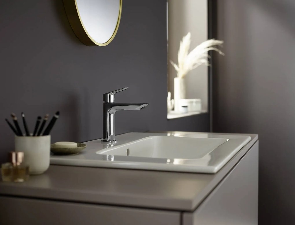 Hansgrohe Logis, umývadlová batéria Fine 110, s výpustom Push-Open, EcoSmart, chrómová, HAN-71252000