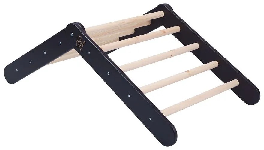 Čierny pikler trojuholník z borovicového dreva 60x60x60 cm Montessori – Meowbaby