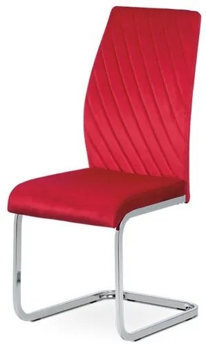 Stolička červená na pohupovacej chrómovanej podnoži