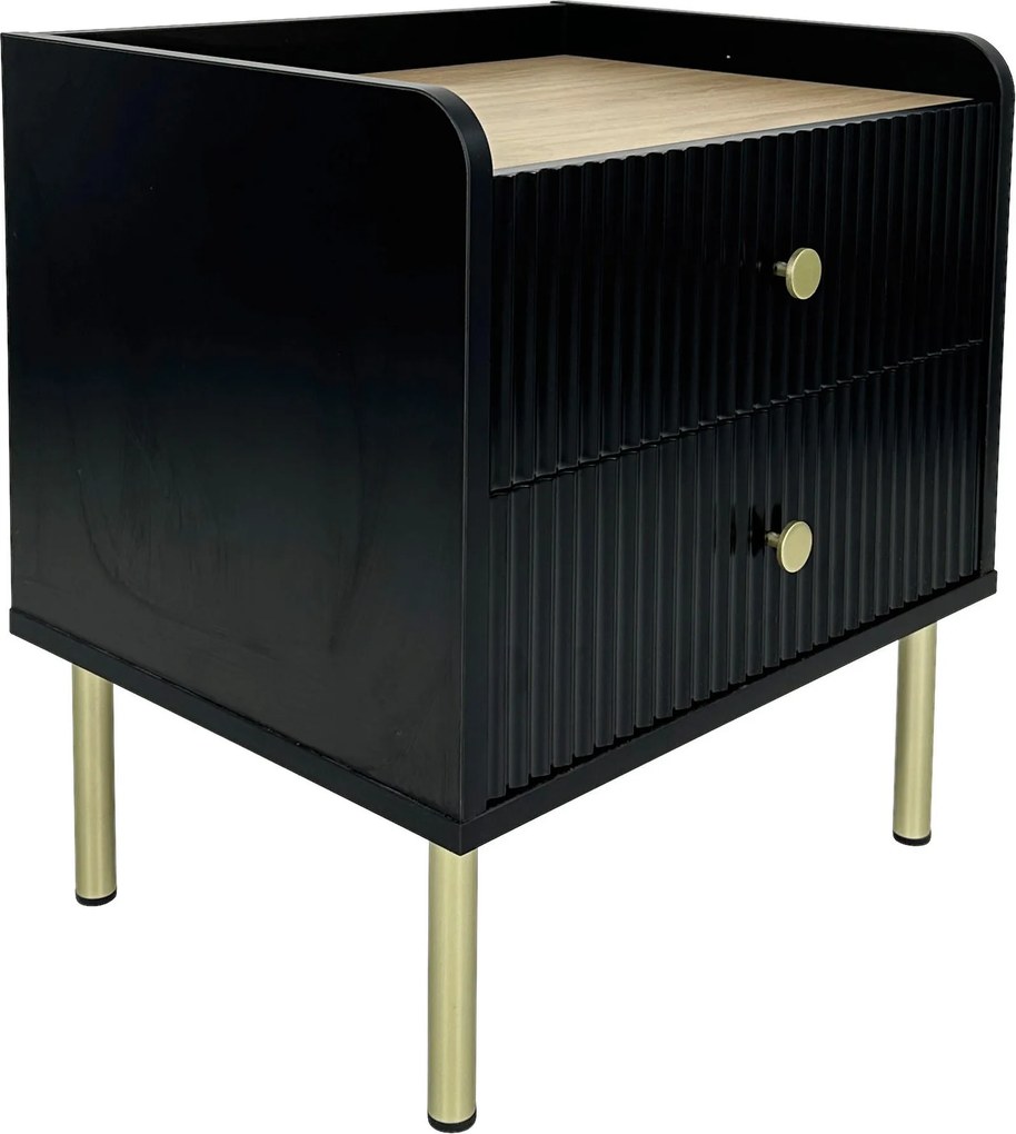 XXXLutz NOČNÝ STOLÍK, čierna, farba duba, 50/54/40 cm Xora - Nočné stolíky - 002479000212