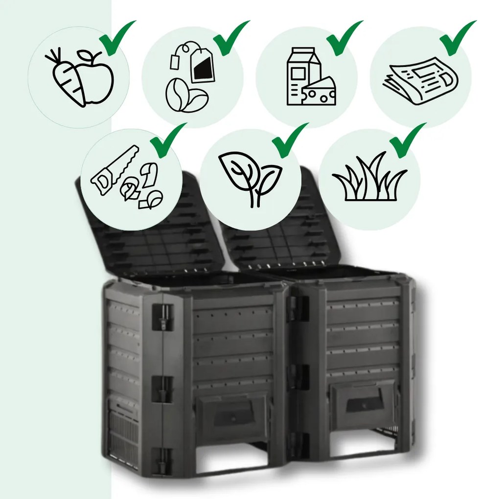 Záhradný kompostér COMPOGREEN, 800l, čierna Prosperplast