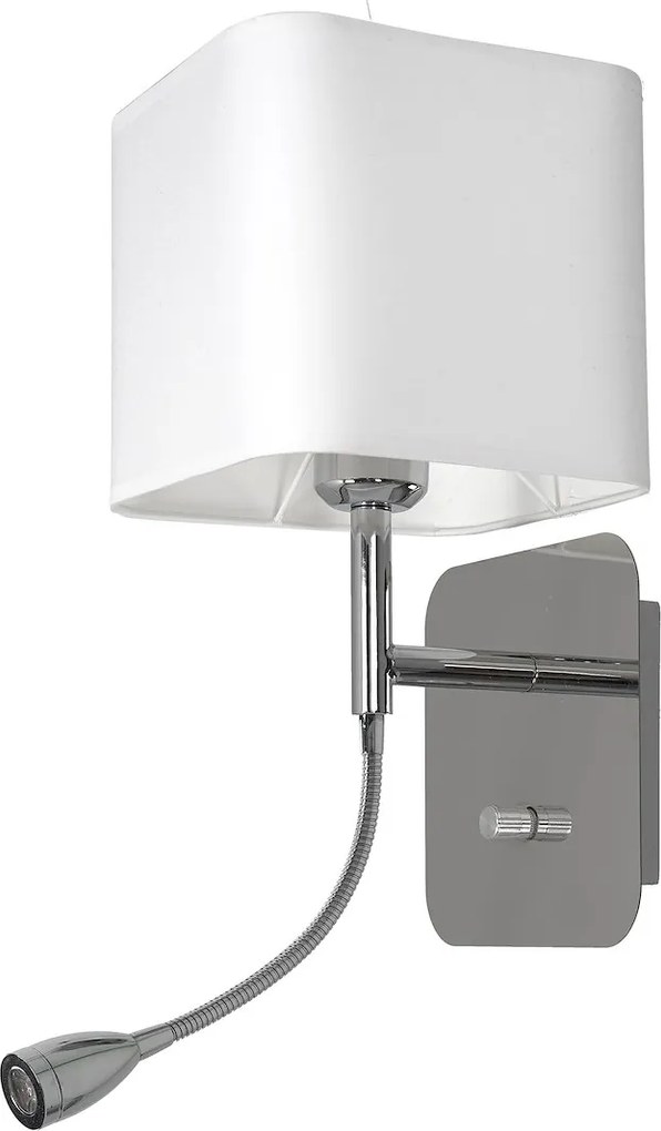 Nástenné svietidlo Napoli, 1x biele textilné tienidlo + 1xLED 1w, ch