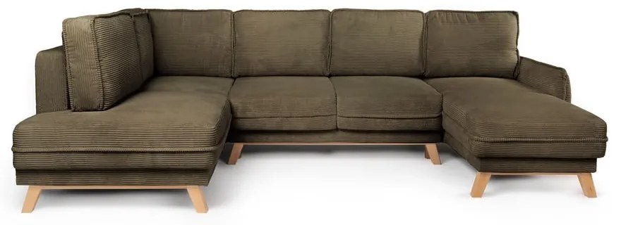 Zelená menčestrová rozkladacia rohová pohovka (ľavý roh/do tvaru "U") Tori – Bonami Selection