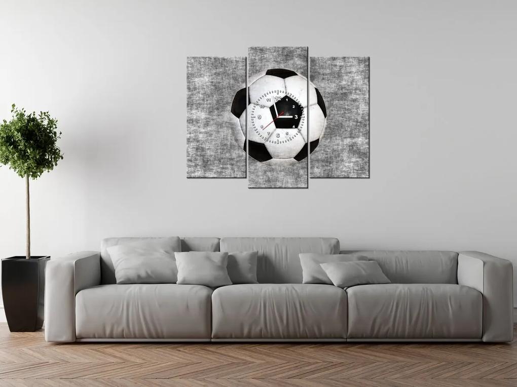 Gario Obraz s hodinami Futbalová lopta - 3 dielny Rozmery: 80 x 40 cm