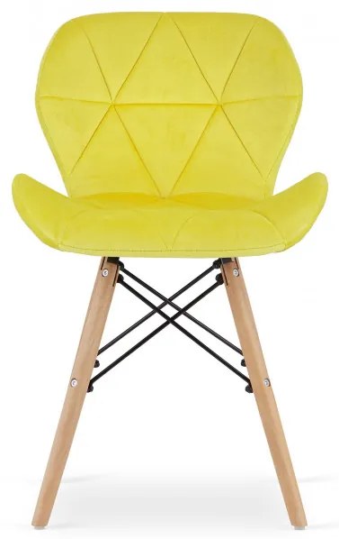Set troch jedálenských stoličiek LAGO žltá (hnedé nohy) (3ks)