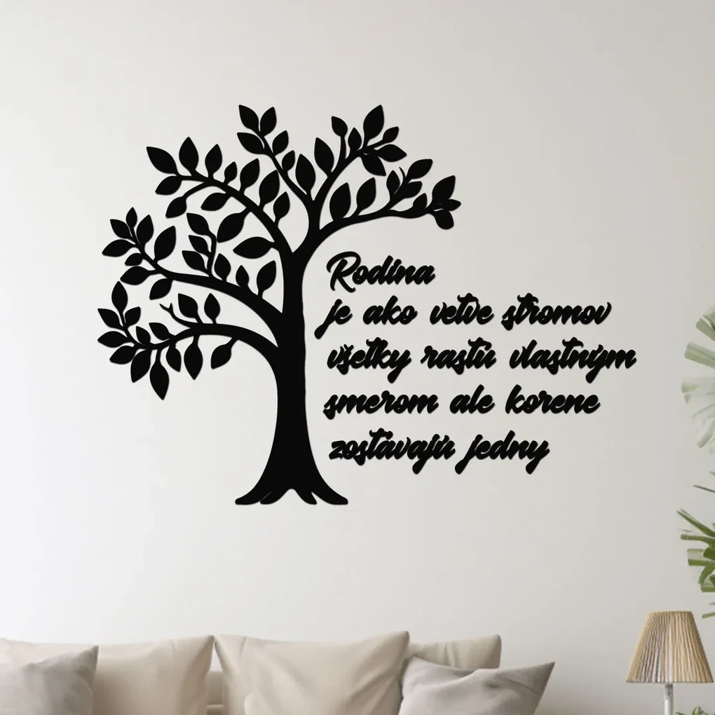 dřevo života Drevený strom Rodina sú korene Farebný vzor: Biela, Rozmery (cm): 79x60