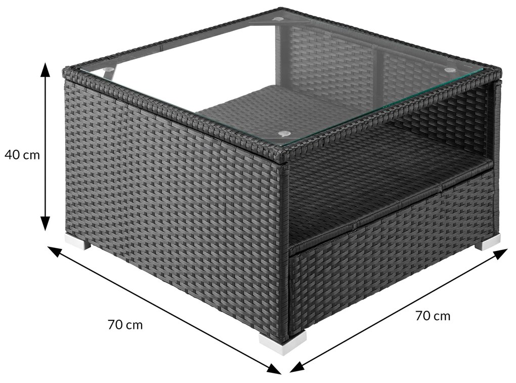 InternetovaZahrada - Záhradný ratanový set XXL - čierny/antracit podušky