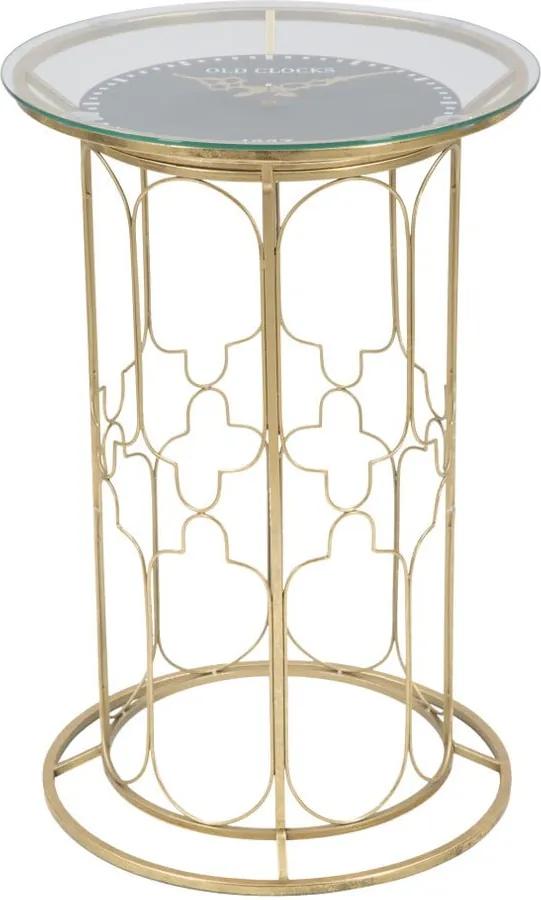 Príručný stolík s hodinami a konštrukciou v zlatej farbe Mauro Ferretti Balcony Time