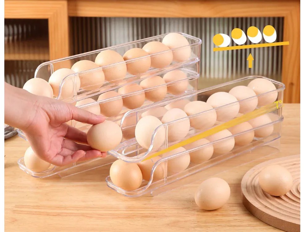 Box na vajíčka, 14 vajec, rolovací, stohovací, úzký se sníženou hranou, 2ks