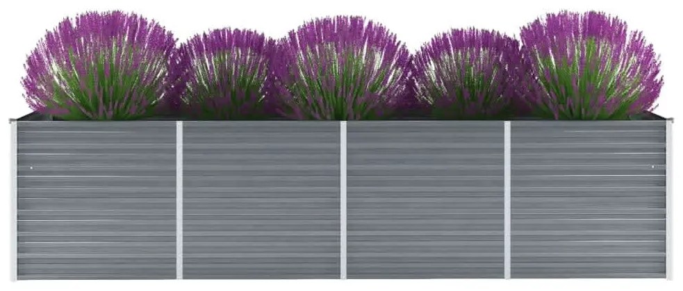 Vyvýšený záhradný záhon, pozinkovaná oceľ 320x80x77 cm, sivý 44844