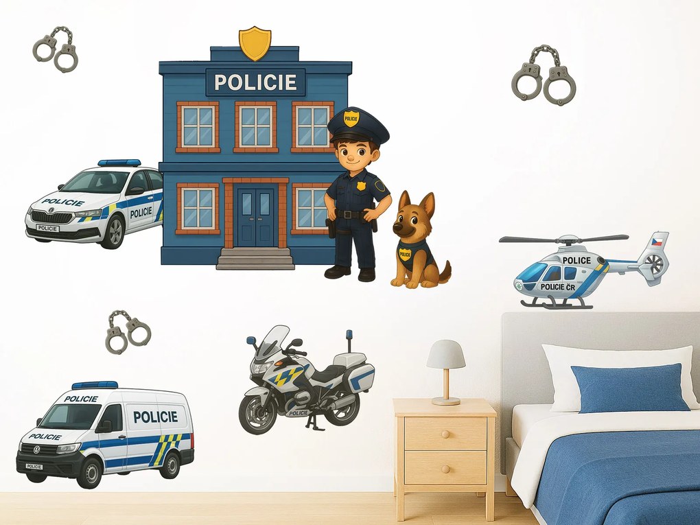 Polícia textilní prelepiteľné nálepky na stenu hárok 46 x 31 cm
