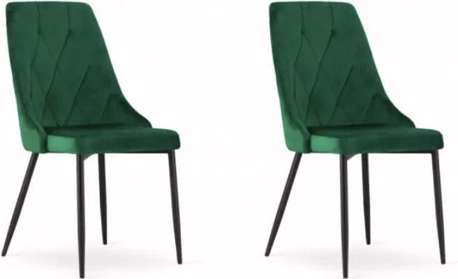 Set 2 stoličiek IMOLA - tmavozelený zamat / čierne nohy