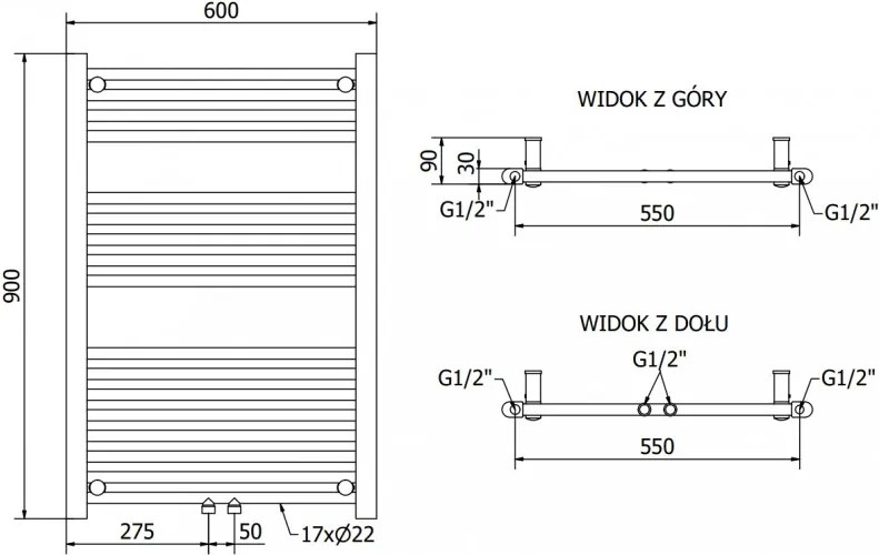 Mexen Mars, elektrické vykurovacie teleso 900x600 mm, 400 W, čierna, W110-0900-600-6400-70