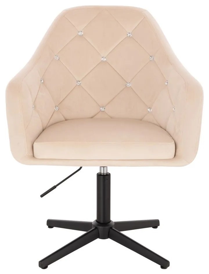LuxuryForm DESIGN Kreslo ROMA VELUR na čiernom kríži - krémové