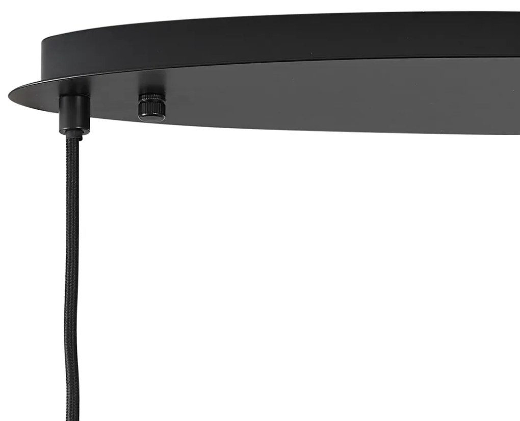 Dizajnové závesné svietidlo čierne s dymovým sklom oválne 5-svetiel - Mochan