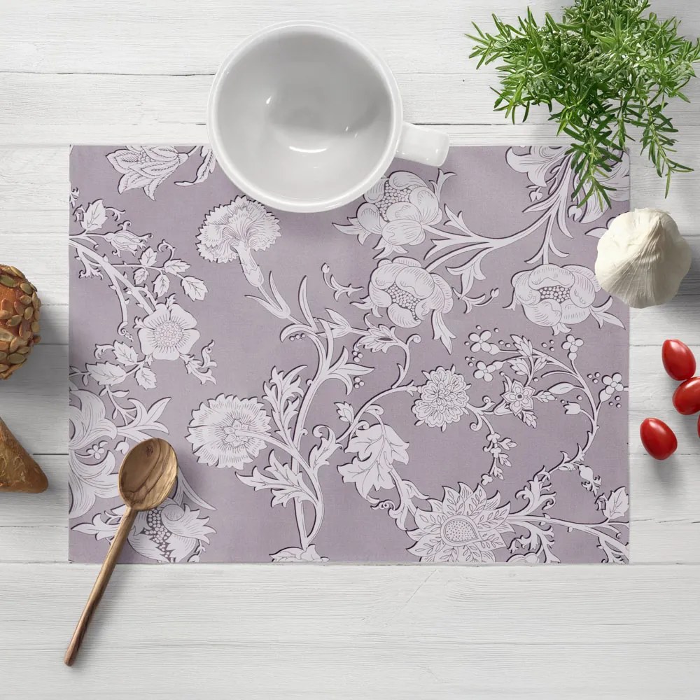 Biante Dekoračné prestieranie na stôl PM-045 Zámocké kvety na pastelovo fialovom 35x45 cm
