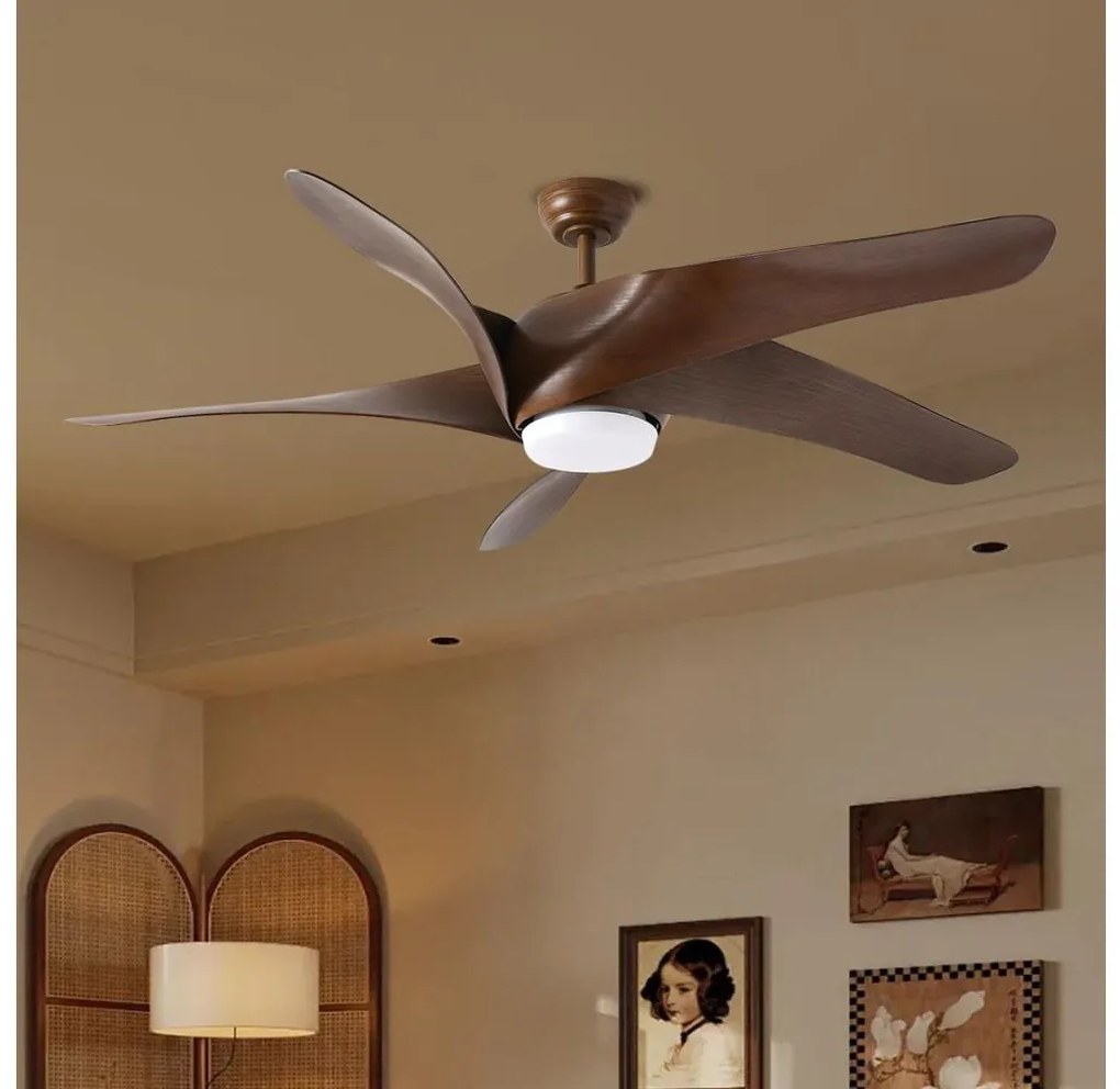 ZEVENTI - LED stropný ventilátor LUCCA LED/18W/230V Wi-Fi Tuya hnedý + diaľkové ovládanie