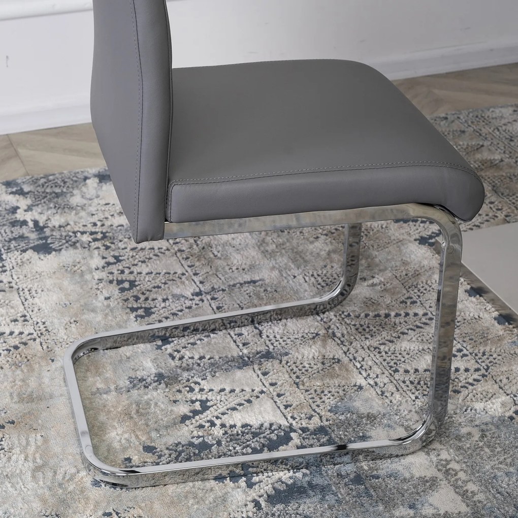 Jídelní židle Loca ekokůže šedá/stříbrná