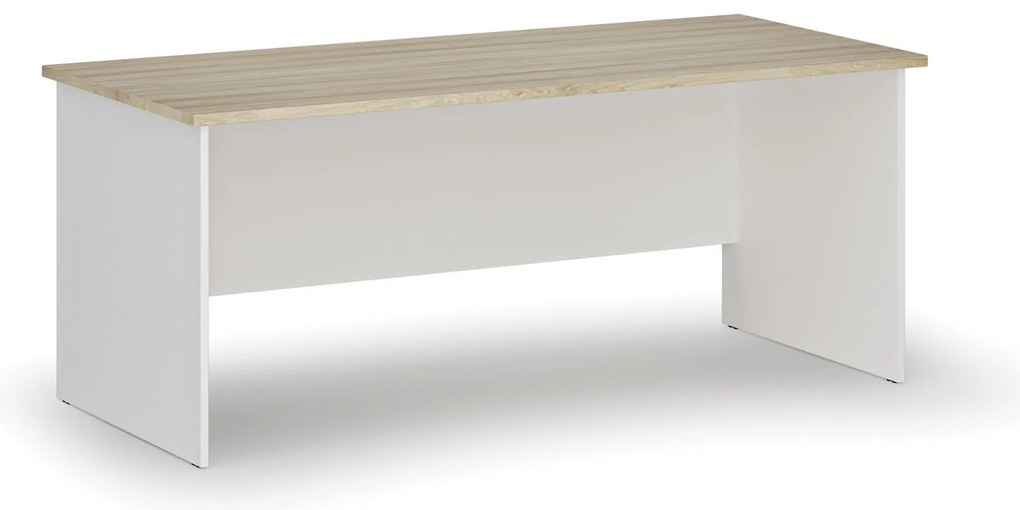 Kancelársky písací stôl PRIMO WHITE, 180x80 cm, biela/dub prírodný