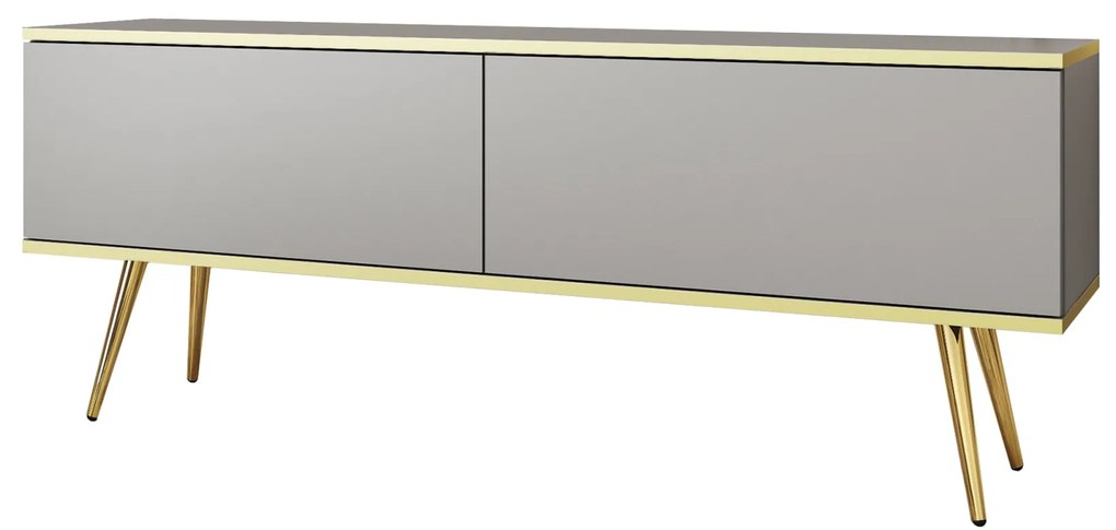 Závesný televízny stolík Oro 135 cm sivý/zlatý