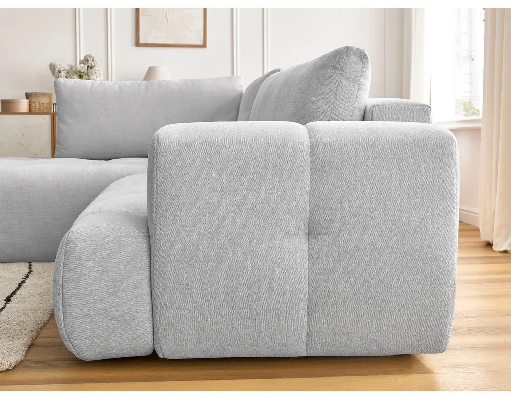 Svetlosivá rozkladacia/s úložným priestorom rohová pohovka (ľavý roh/do L) Fuji – Bobochic Paris