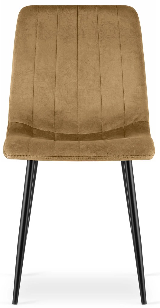 Hnedá zamatová stolička LAVA s čiernymi nohami