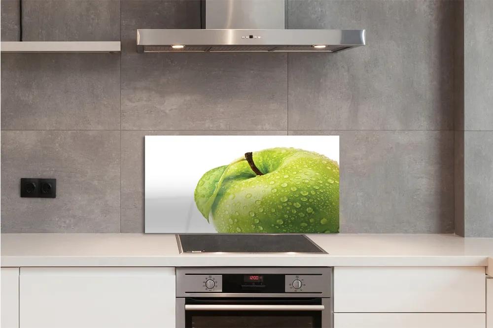 Sklenený obklad do kuchyne Jablko zelená vodné kvapky 100x50 cm