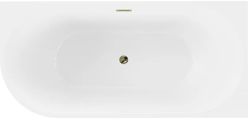 Mexen Mia, voľne stojaca rohová vaňa, pravá, 170 x 80 cm, biela, zlatý lesklý prepad, 52691708000P-50