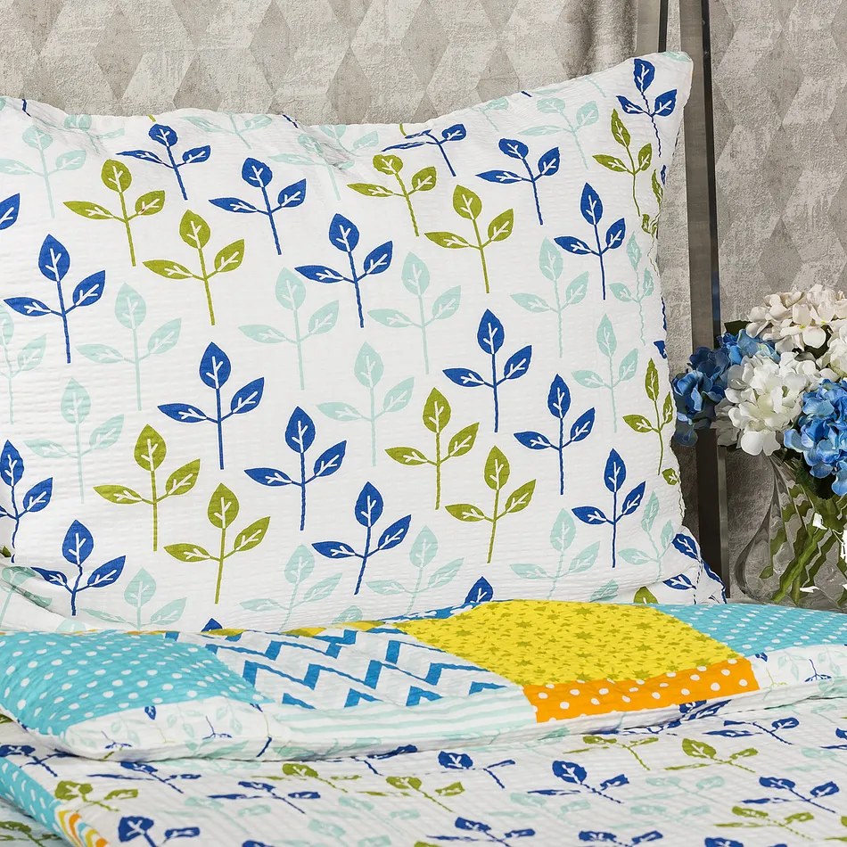 4Home Krepové obliečky Patchwork blue, 140 x 200 cm, 70 x 90 cm, 140 x 200 cm, 70 x 90 cm